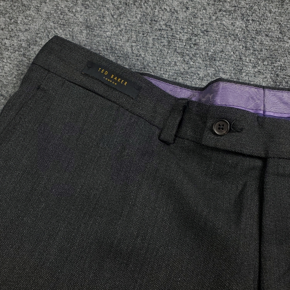 Ted Baker Julian Wool Dress Pants Mens 38R Gray Twill Formal Lightweight Chino - Picture 5 of 14